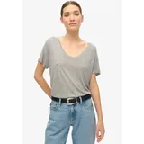 Superdry Studios Slub Embroidered Vee Kurzarm-T-Shirt Silver Lurex XL