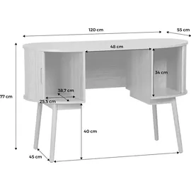 sweeek - Ovales Büro im Holzlook mit zwei Aufbewahrungsmöglichkeiten, L 120cm - Natur - Braun