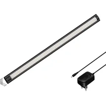 ledscom.de LED Unterbau-Leuchte SIRIS schwarz matt mit Netzteil, Eckmontage, flach, 50cm, 531lm, warm-weiß