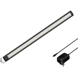 ledscom.de LED Unterbau-Leuchte SIRIS schwarz matt mit Netzteil, Eckmontage, flach, 50cm, 531lm, warm-weiß