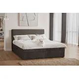 kaiser möbel Boxspringbett mit bettkasten und topper TRENTO, ohne Bein stoff Plüsch Cord 200x200 cm Braun