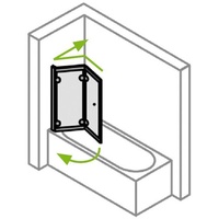 Badewannenfaltwand auf Maß, 2-teilig, Typ 5005218, ESG 6 mm, Klarglas, Profile