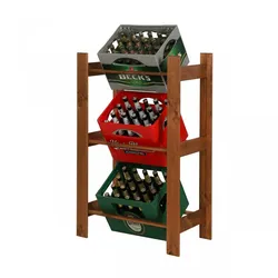 PROREGAL Getränkekistenregal PINEPEAK | HxBxT 107,4x70x38,8cm | für 3 Kisten | Kiefernholz | Braun | Holzregal Küchenregal