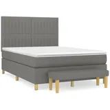 vidaXL Boxspringbett mit Matratze Dunkelgrau 140x200 cm Stoff1358381