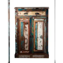 SIT Möbel SIT-Möbel Riverboat 9169-98 Hochkommode, 2 Holztüren, 1 Schublade, recyceltes Altholz, bunt lackiert, 82 x 40 x 120 cm