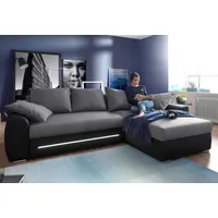 Ecksofa JOCKENHÖFER GRUPPE "Basel L-Form" Sofas Gr. B/H/T: 278cm x 84cm x 180cm, Kunstleder SOFTLUX-Struktur, Ottomane beidseitig montierbar, schwarz inklusive LED-Beleuchtung, mit Bettfunktion und Bettkasten