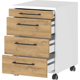 Germania Büromöbel-Set "Profi 3.0", weiß (weiß, grandson, eiche, nachbildung), Schreibtisch 140cm breit Holzwerkstoff Metall, Holzwerkstoff, Metall, Arbeitsmöbel-Sets, Büromöbel-Set, bestehend aus Schreibtisch und Rollcontainer