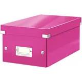 Leitz Click & Store kleine längliche Aufbewahrungsbox, DVD Aufbewahrung, Ideal als Geschenkbox mit Deckel, Stapelbox aus hochwertiger Hartpappe mit laminierter Oberfläche, Pink, 60420023