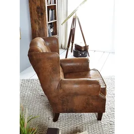 Massivmoebel24 Ohrensessel 102 x 93 x 102 cm Braun Polyester