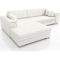 Fun Möbel Couchgarnitur SARRA Weiss mit Schlaffunktion Ottomane Links