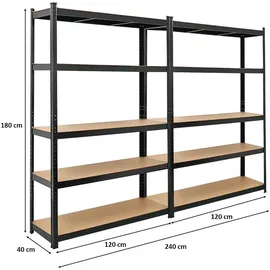 Proregal Schwerlastregal Metall 180 x 120 x 40 cm schwarz