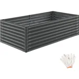 Tectake Hochbeet Pflanzbeet 200 x 100 x 62 cm Grau