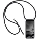 YAMCCCSE Handykette Handyhülle für ZTE Blade V60 / Axon 60 4G mit Band - Transparent Handy-Kette Handy Hülle mit Kordel zum Umhängen Handyanhänger Halsband Lanyard Case - Schwarz