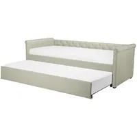 Beliani Bett, Libourne 90 x 200 cm Ausziehbar Leinenoptik