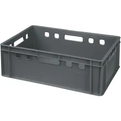 4 Stück grauen E2 Kisten 600x400x200 mm Fleischkasten Lagerkiste Metzgerkiste mit 4 grauen Deckeln