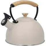 Wasserkessel LA CAFETIÈRE "La Cafetière" Töpfe Gr. 1,6 l + Höhe 19cm, beige (cremefarbig) pfeifend, mit Holzgriff, 1,6 Liter, Induktion