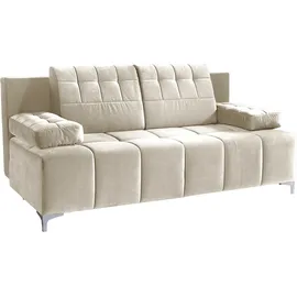 exxpo - sofa fashion 3-Sitzer EXXPO - SOFA FASHION "Sinus Schlafsofa, Dauerschläfer, Bettkasten, mit Federkernpolsterung", beige, B:202cm H:86cm T:103cm, Sofas, bequem, mit hochwertigem Funktionsbeschlag für mehr Komfort
