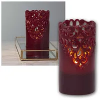 Star Trading Clary LED Wachs Stumpenkerze 15 cm rot