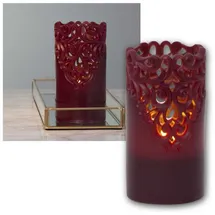Star Trading Clary LED Wachs Stumpenkerze 15 cm rot