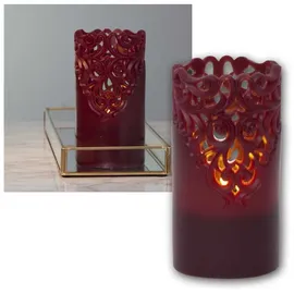 Star Trading Clary LED Wachs Stumpenkerze 15 cm rot