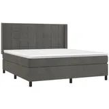 vidaXL Boxspringbett mit Matratze & LED Dunkelgrau 160x200 cm Samt