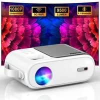 XIWBSY Mini Beamer, 5G WiFi Bluetooth Beamer, Full HD, 1080P Unterstützt, 9500 Lumen Heimkino Tragbarer Projektor, Kompatibel mit TV Stick/X-Box/DVD/Laptop/Smartphone