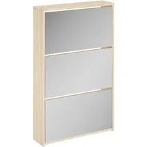 vidaXL Schuhschrank 63 x 102,5 x 17 cm mit 3 Fächern Spiegel Eiche-Optik / braun