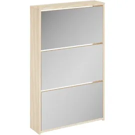vidaXL Schuhschrank 63 x 102,5 x 17 cm mit 3 Fächern Spiegel Eiche-Optik / braun