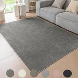 Ceneco Teppich Schlafzimmer, Teppich Grau Kurzflor,Rutschfester Teppich, Waschbare Teppich Wohnzimmer, Weicher Dünner Teppich Esszimmer, Kurzflor Teppich für Küche, Lounge (Dunkelgrau, 120×160cm)