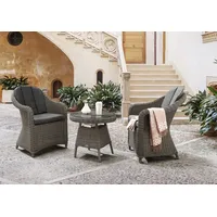 Balkonset DESTINY "MALAGA", silber (edelstahl gebürstet), Polyester, Sitzmöbel-Sets, Aluminium, Polyrattan