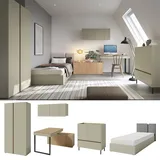 Meblar Jugendzimmer Kinderzimmer komplett LARIS Set A Schrank Schreibtisch Bett 90/120 x 200 - Bett - Eukalyptus & Eiche Baltic Dune
