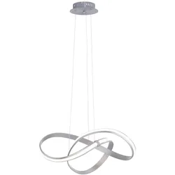 LED Design Pendelleuchte, geschwungene Form, stahlfarben, dimmbar, modern