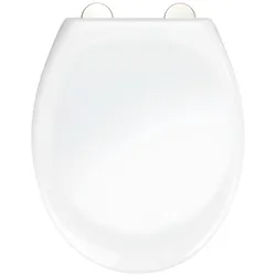 WC-Sitz WENKO "Ios", bunt (weiß, silberfarben), B:37,5cm L:45cm, Thermoplast, Edelstahl, WC-Sitze, aus Thermoplast, recyclingfähig, bruchstabil