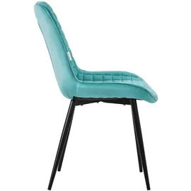 ML-Design Esszimmerstühle 4er Set Petrol Sitzfläche aus Samt mit Rückenlehne