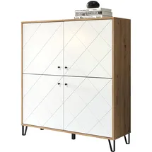 trendteam Highboard Touch in weiß matt B/H/T: ca. 123x136x40 cm - Eiche, weiß