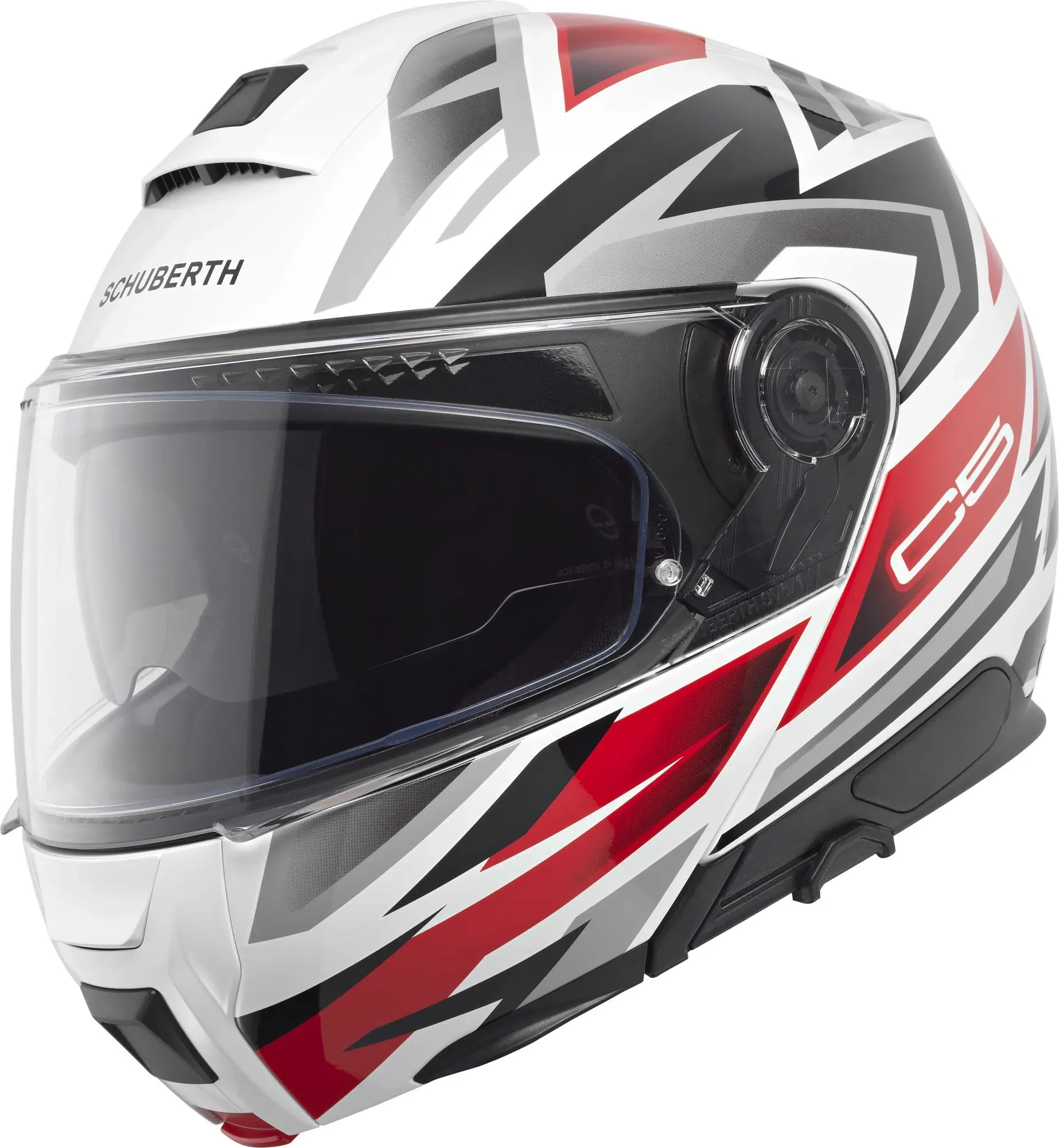Schuberth C5 Zenith Helm, wit-rood, L Voorman