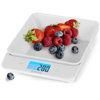 Duronic KS100 WH Küchenwaage - Digitale Lebensmittelwaage mit 1,2 L abnehmbarer Schüssel - Haushaltswaage bis 5kg