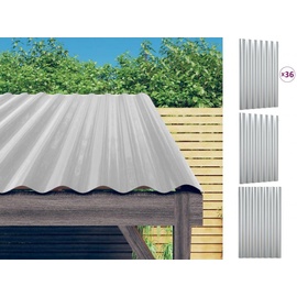 vidaXL Dachpaneele 36 Stk. Pulverbeschichteter Stahl Silber 60x36 cm
