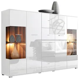 Innostyle Highboard 143 x 150 x 42 cm Weiß / Pinie hell / Artisan Eiche Optik