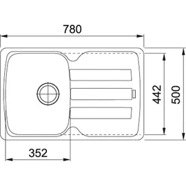 Franke ANTEA AZG 611-78 Einbauspüle / Fraganit / Onyx / Reversibel / Excenter / 45 cm - Schwarz