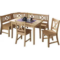 Eckbankgruppe MASSIVLINE & MORE "Bodensee", braun (buche massiv natur lackiert, buche massiv natur lackiert, buche massiv natur lackiert), B:137cm H:87cm T:52cm, Holz teilmassiv, Sitzmöbel-Sets