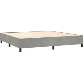 vidaXL Boxspringbett mit Matratze & LED Hellgrau 200x200 cm Samt