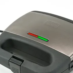 Black+Decker Black + Decker, Toaster, 750W, 2 Quadratische Platten für perfekte Abdichtung, Antihaftbeschichtete Platten, Betriebsanzeige, Cool-Touch-Griff