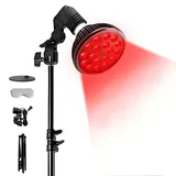 2 in 1 Rotlichtlampe mit Standfuß, 54W Infrarotlampe 850nm & 660nm, 18 LEDs für Rotlichttherapie, Tiefenwärme zur Schmerzlinderung im Gesicht, Nacken und Rücken, Hochwirksam & Einstellbar