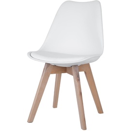 ETC Shop etc-shop Esszimmerstühle Eiche weiß Schalenstühle 4er Set Küchenstühle Holz, Kunststoff, PP Sitzpolster, PU Leder, BxTxH 48x42x82 cm, 4er Set