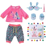 Zapf BABY born Bath Deluxe Gute Nacht Set 43 cm - Puppenzubehör und Accessoires bestehend aus Shirt, Hose, Pantoffeln, Schlafmaske, Kissen und Zahnbürste