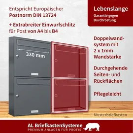 AL Briefkastensysteme 6er Briefkasten Anthrazit inkl. Zeitungsfach