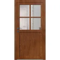 Nebeneingangstür Holz nach Maß "PAULA-R" Teakoptik-Lasur beidseitig außen öffnend DIN rechts