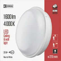 EMOS QARI ZM3010 LED Wandleuchte, rund, 20W, 1900lm, Neutralweiß, IP65, Ø 220m, weiß