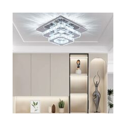 LED Kristall Deckenleuchte, Quadratische Style home Kristall Kronleuchter Deckenleuchte, 2-lagige